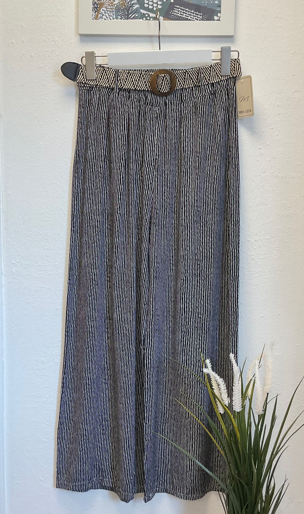 Striped Belted Trousers One Size 8-16