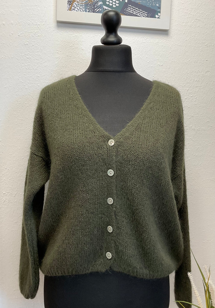 V Neck Mohair Button Cardigan One Size Various Colours