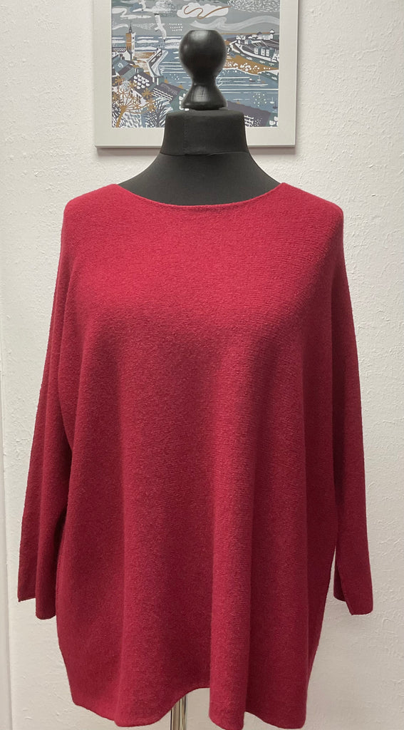Soft Knit Seam Sleeve Round Neck Jumper Relaxed Fit One Size 12-22