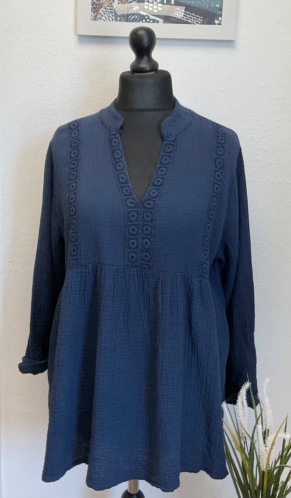 Cotton Cheesecloth Smock Style Blouse One Size up  to UK18