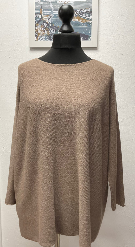 Soft Knit Seam Sleeve Round Neck Jumper Relaxed Fit One Size 12-22