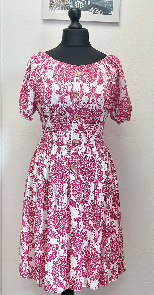 Bardot Midi Dress Button Shirred Waist One Size 8 - 14