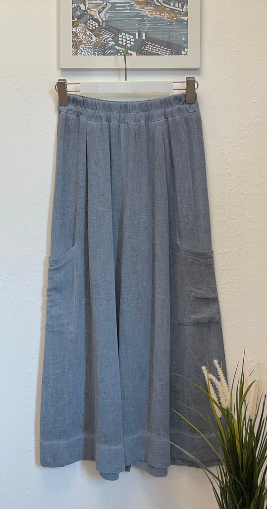 Washed Linen Side Pocket Cropped Trousers One Size