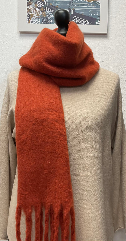 Plain Fringe Wool Blend Scarves