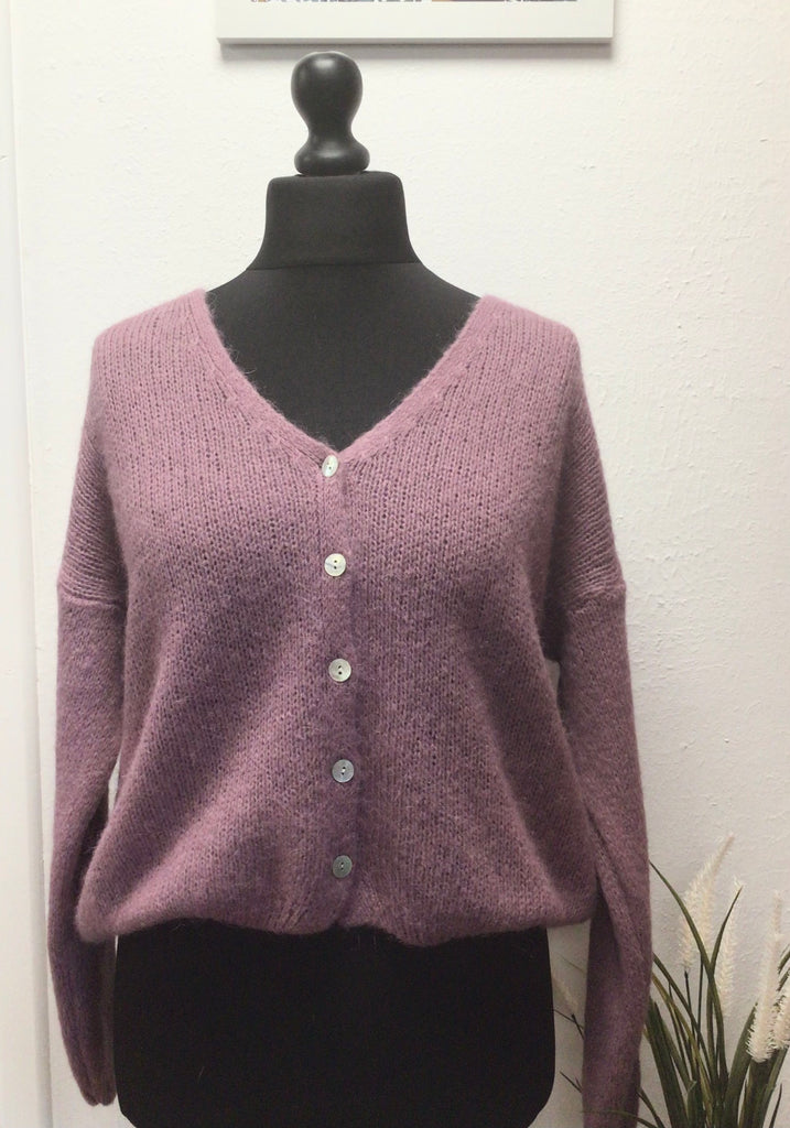 V Neck Mohair Button Cardigan One Size Various Colours