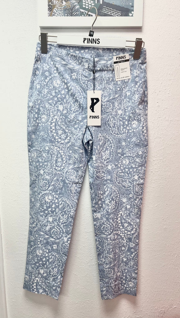 Pinns Slim Leg Bengaline Ankle Grazer Stretch 302CT Denim/Paisley