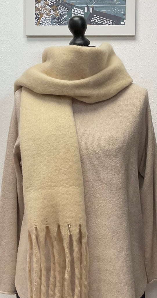 Plain Fringe Wool Blend Scarves