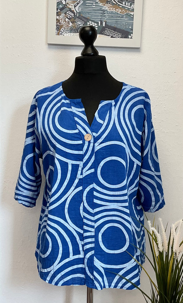 Cotton Swirl Print Button Top One Size