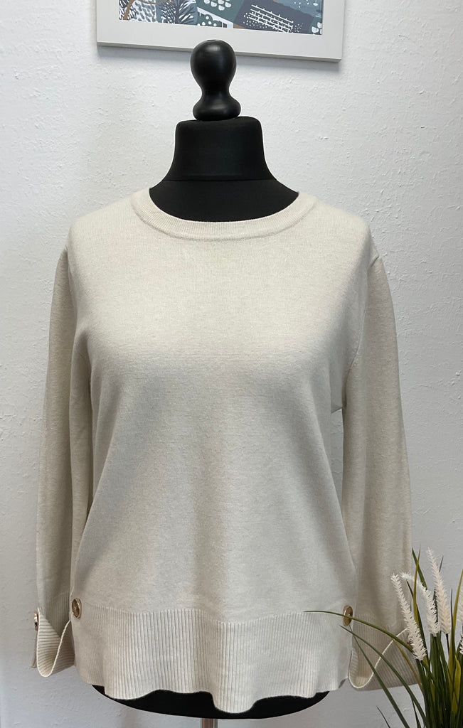 Crew Neck Gold Button Jumper One Size 8-14