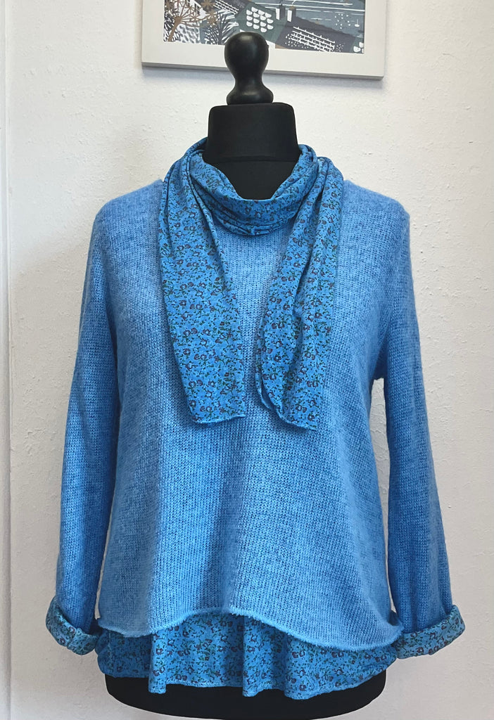 Made In Italy Floral 2 Piece Top with Scarf One Size 8 - 16