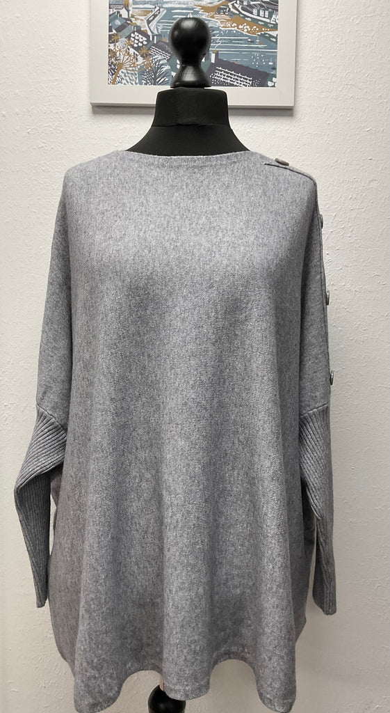 Oversized Button Sleeve Jumper One Size