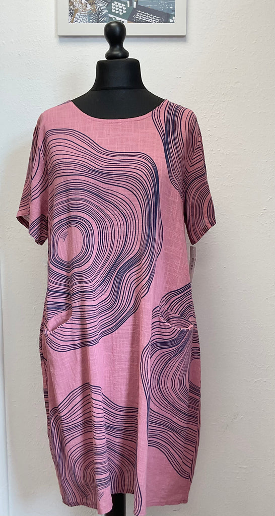 Cotton Swirl Printed Pocket Dress one size