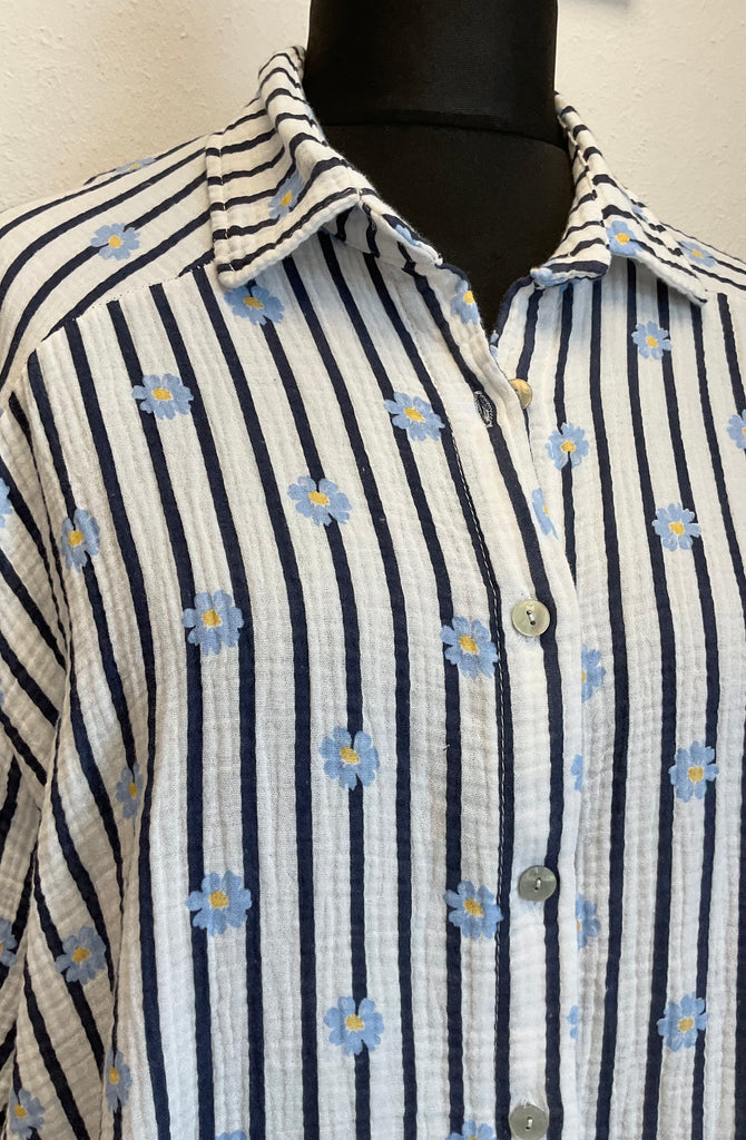 Stripey Daisy Cheesecloth Shirt One Size 8-18