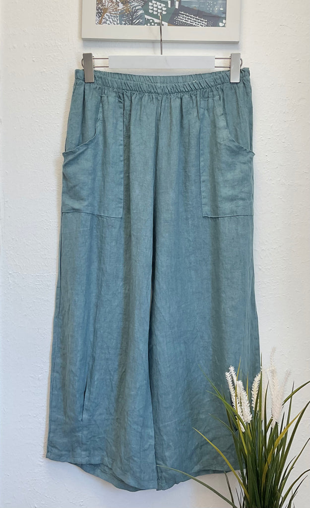 Pure Linen Barrel Leg Crops One Size