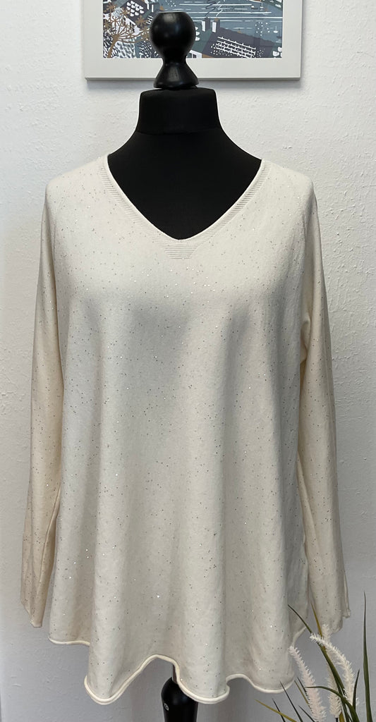 Fine Knit V Neck Sparkle Jumper One Size 8 - 18