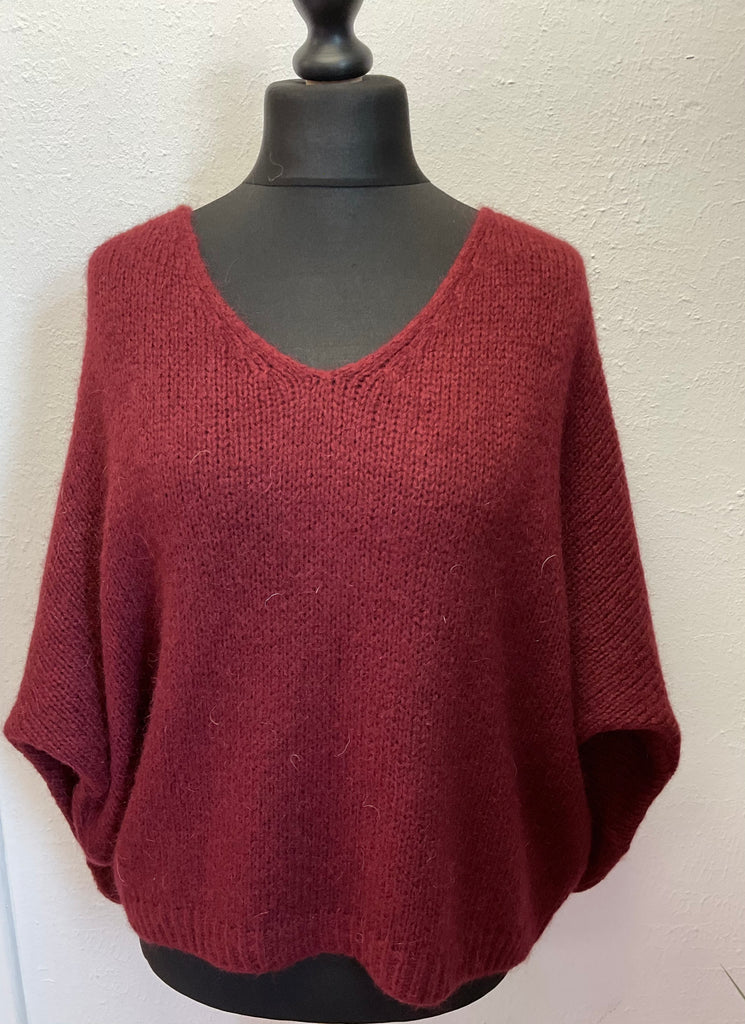 Mohair V Neck Cropped Sleeve Jumper One Size 10-18