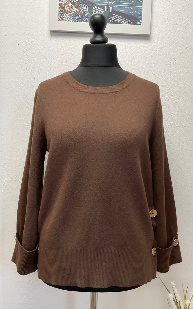 Crew Neck Gold Button Jumper One Size 8-14