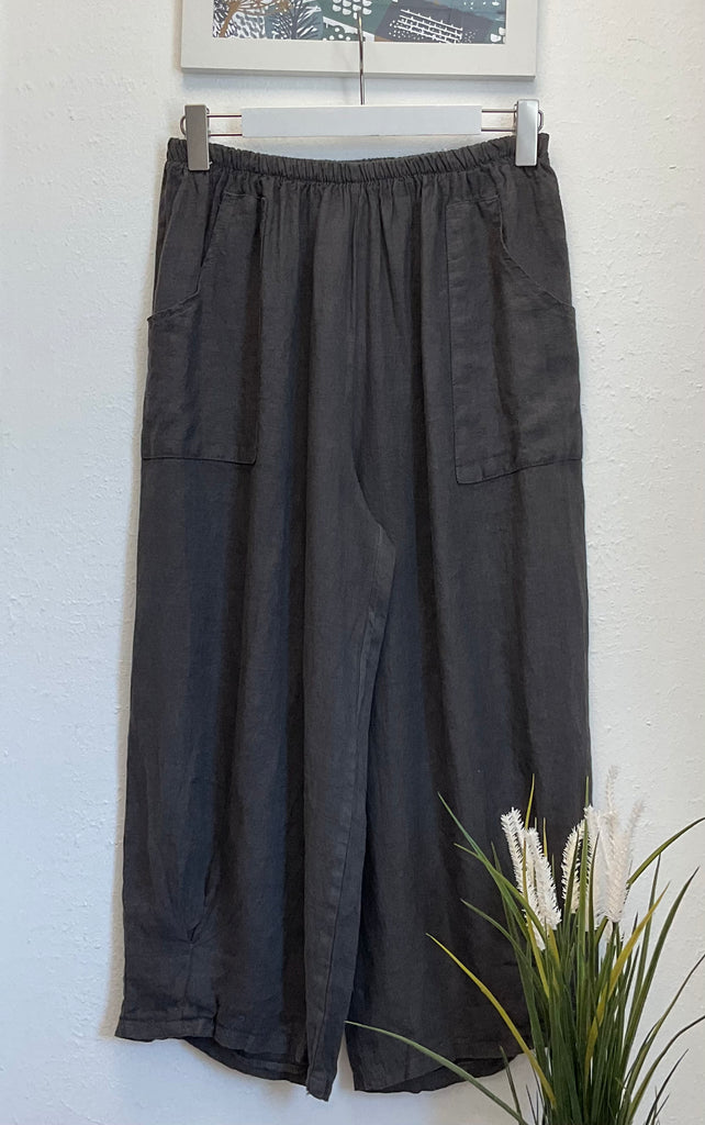 Pure Linen Barrel Leg Crops One Size