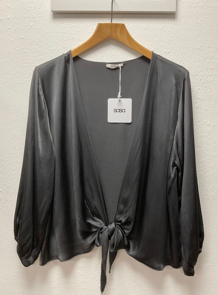 Tie Front Satin Tops One Size