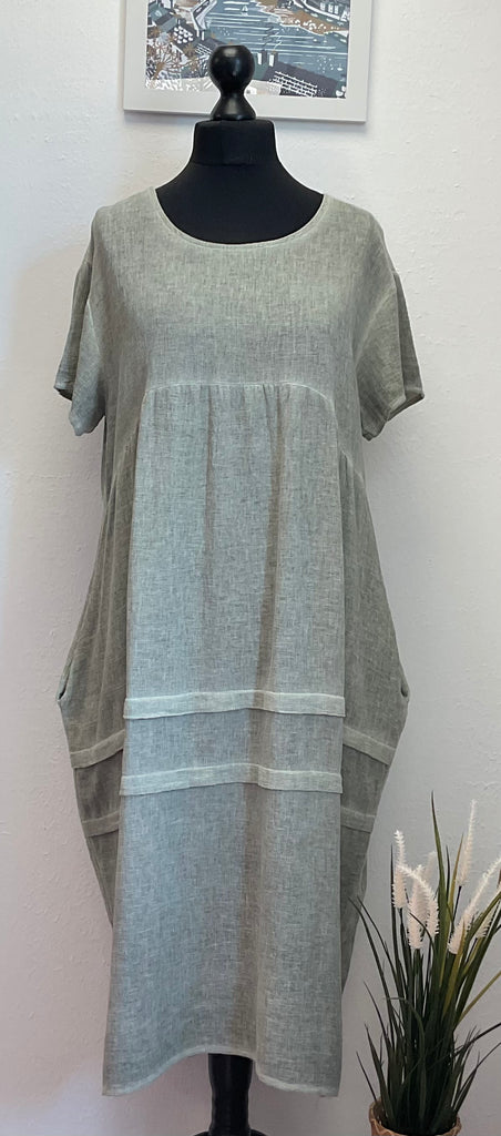 Washed Linen Side Pocket Cocoon Dress One Size