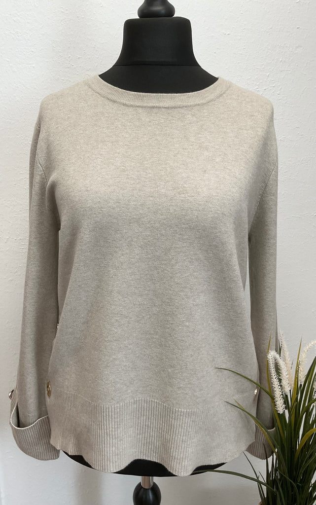 Crew Neck Gold Button Jumper One Size 8-14