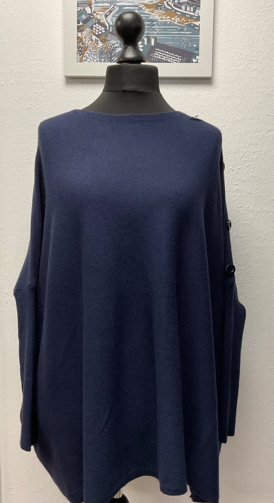 Oversized Button Sleeve Jumper One Size