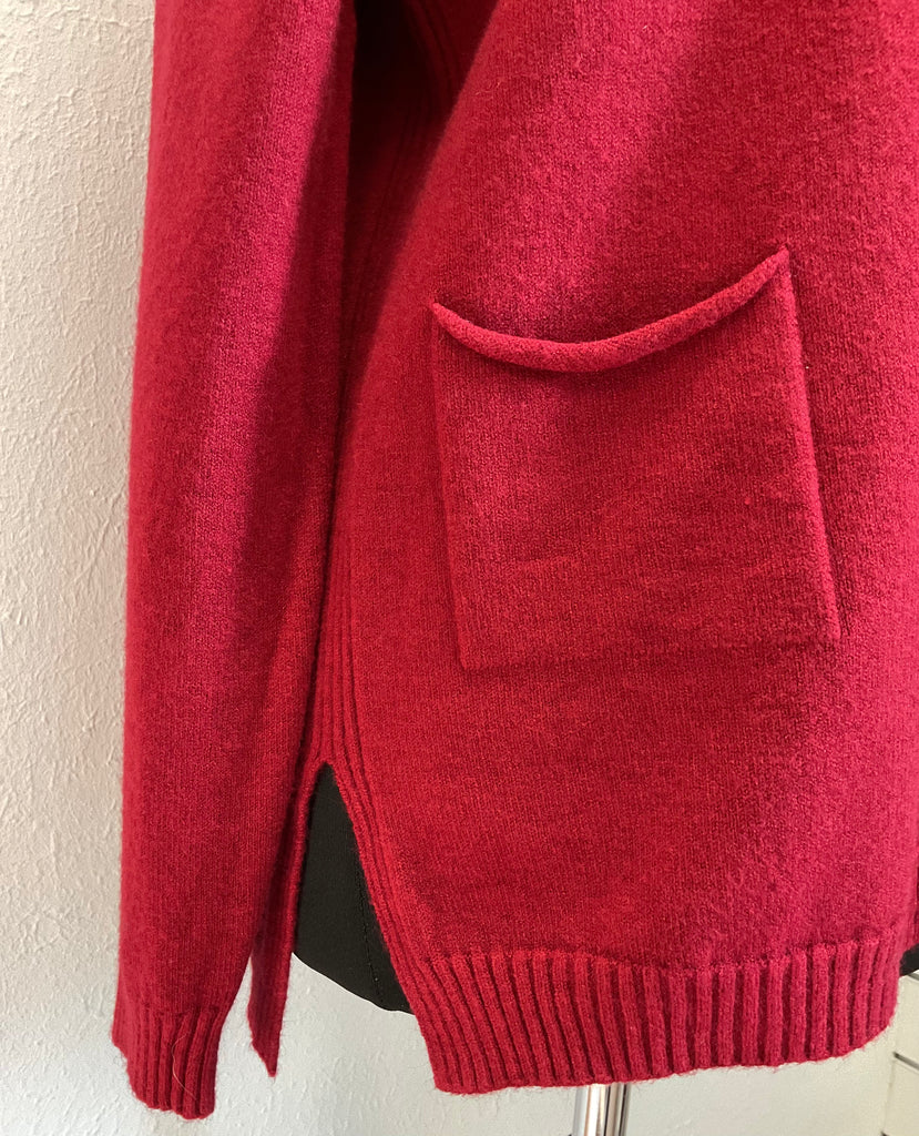 Ladies Crew Neck Ribbed Hem Pocket Jumper One Size 10 - 18