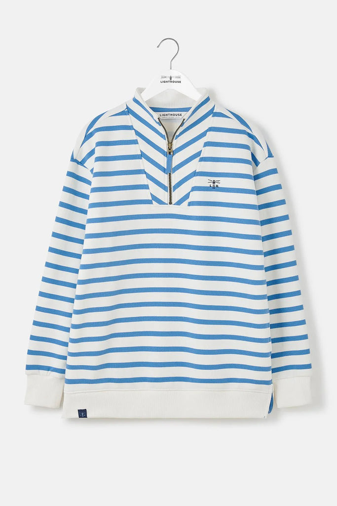 Lighthouse Ladies 'Coral' Cotton Jersey Sweatshirt - Marine Stripe