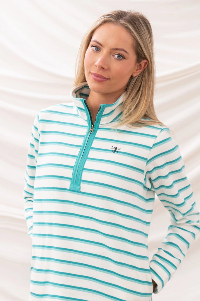 Lighthouse Ladies 'Shore II' Cotton Rich Jersey - Soft Teal Stripe