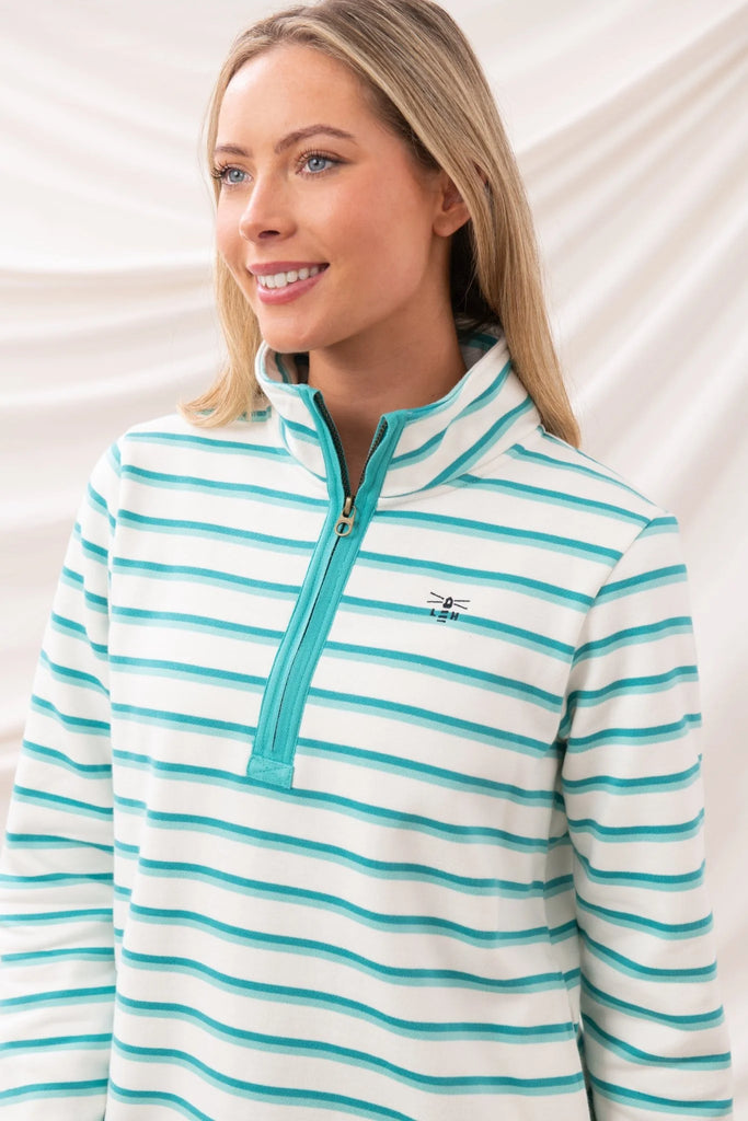 Lighthouse Ladies 'Shore II' Cotton Rich Jersey - Soft Teal Stripe