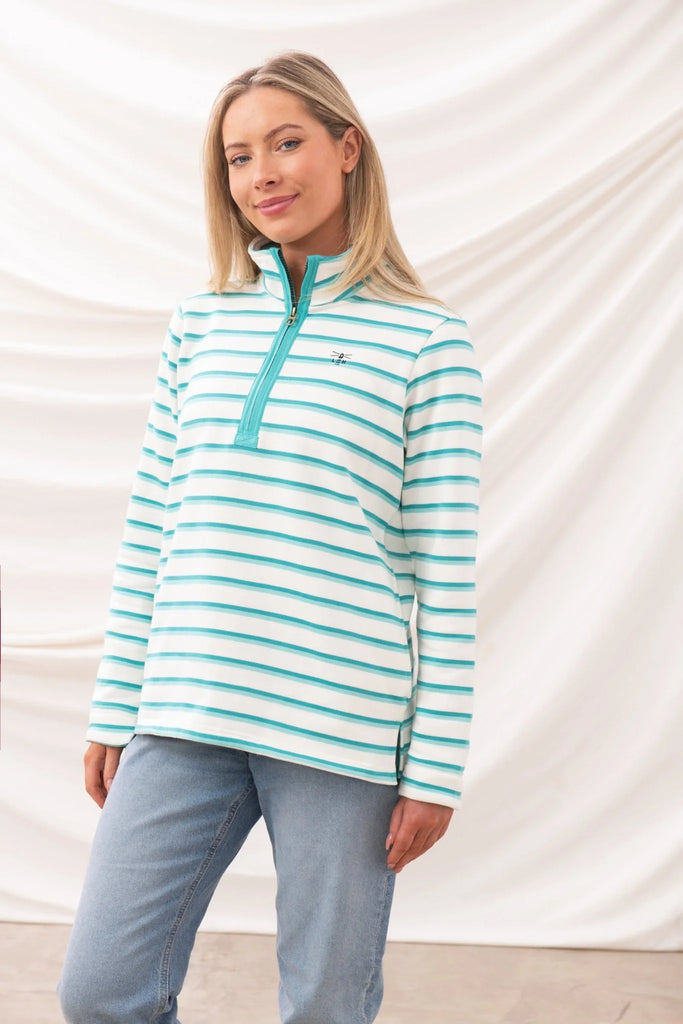 Lighthouse Ladies 'Shore II' Cotton Rich Jersey - Soft Teal Stripe