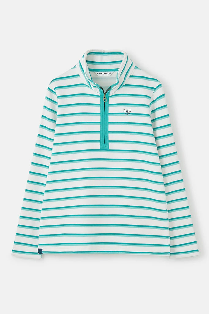 Lighthouse Ladies 'Shore II' Cotton Rich Jersey - Soft Teal Stripe