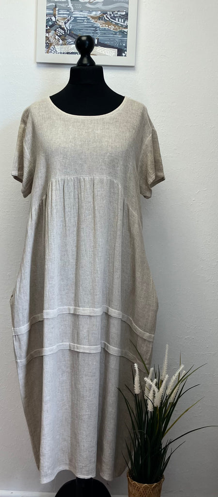 Washed Linen Side Pocket Cocoon Dress One Size