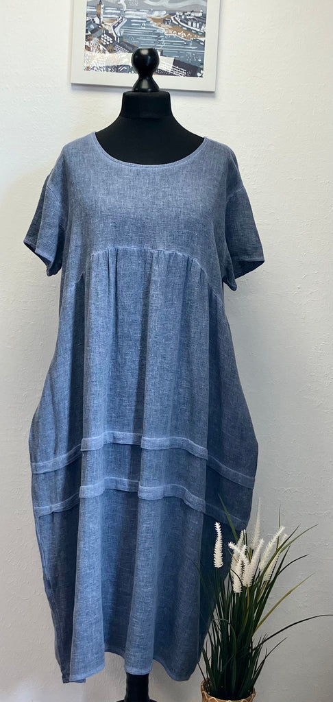 Washed Linen Side Pocket Cocoon Dress One Size