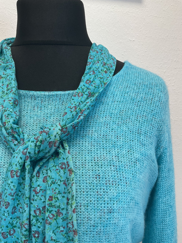Made In Italy Floral 2 Piece Top with Scarf One Size 8 - 16