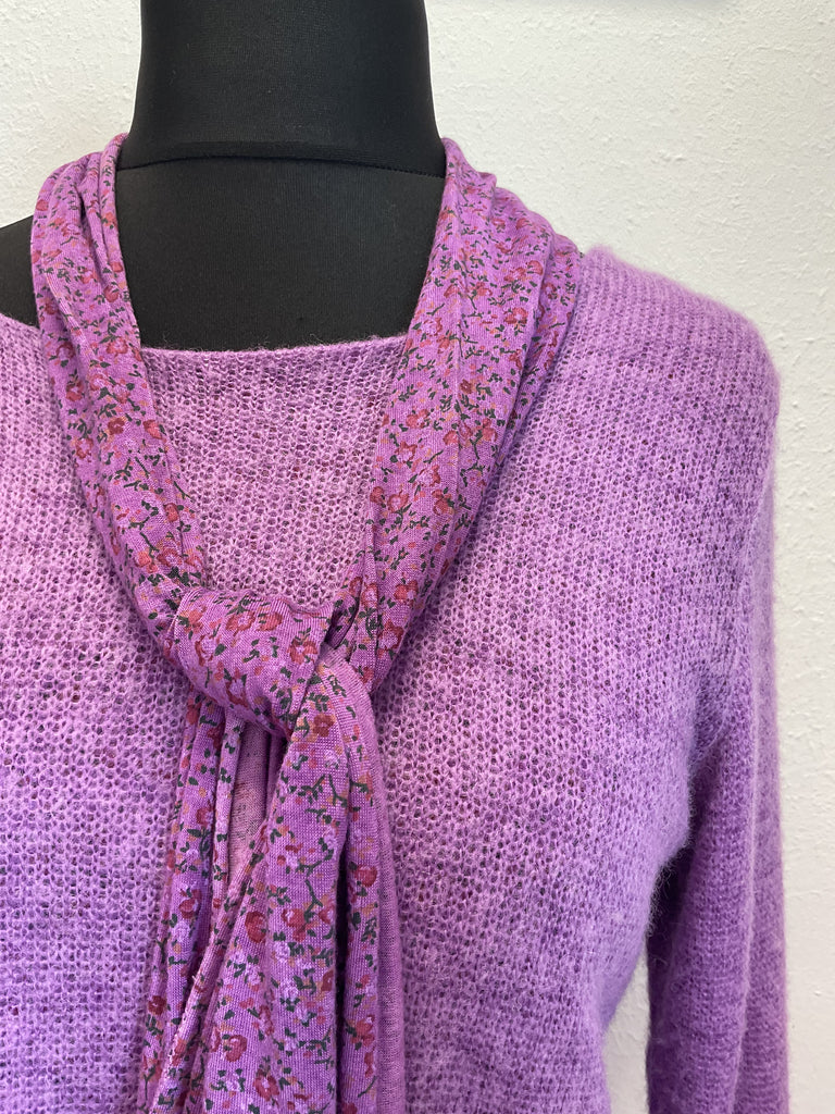 Made In Italy Floral 2 Piece Top with Scarf One Size 8 - 16