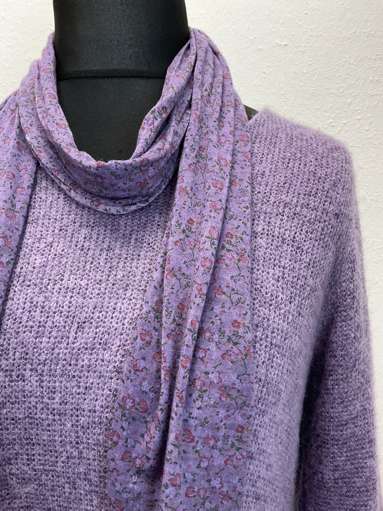 Made In Italy Floral 2 Piece Top with Scarf One Size 8 - 16