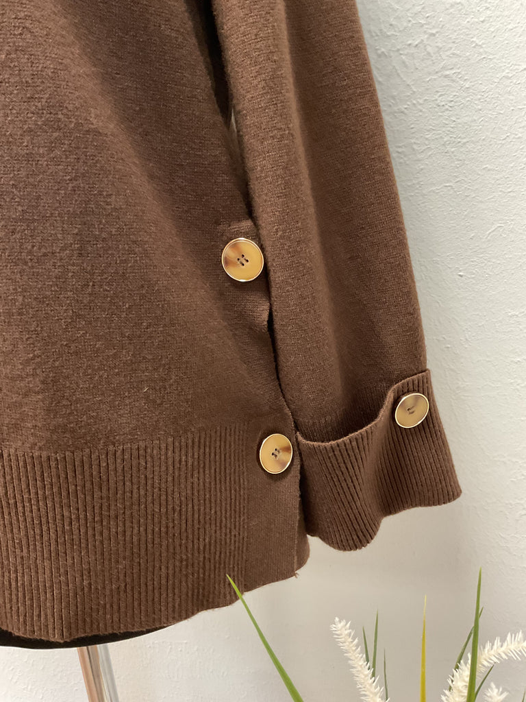 Crew Neck Gold Button Jumper One Size 8-14