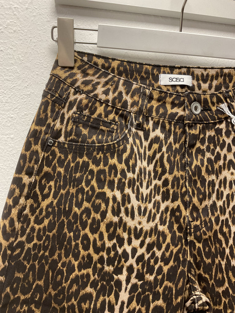 Leopard Print Barrel Jeans