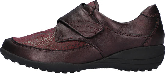 Waldlaufer Katja Bronx Wide Fit Touch Fasten Stretch Shoe Merlot