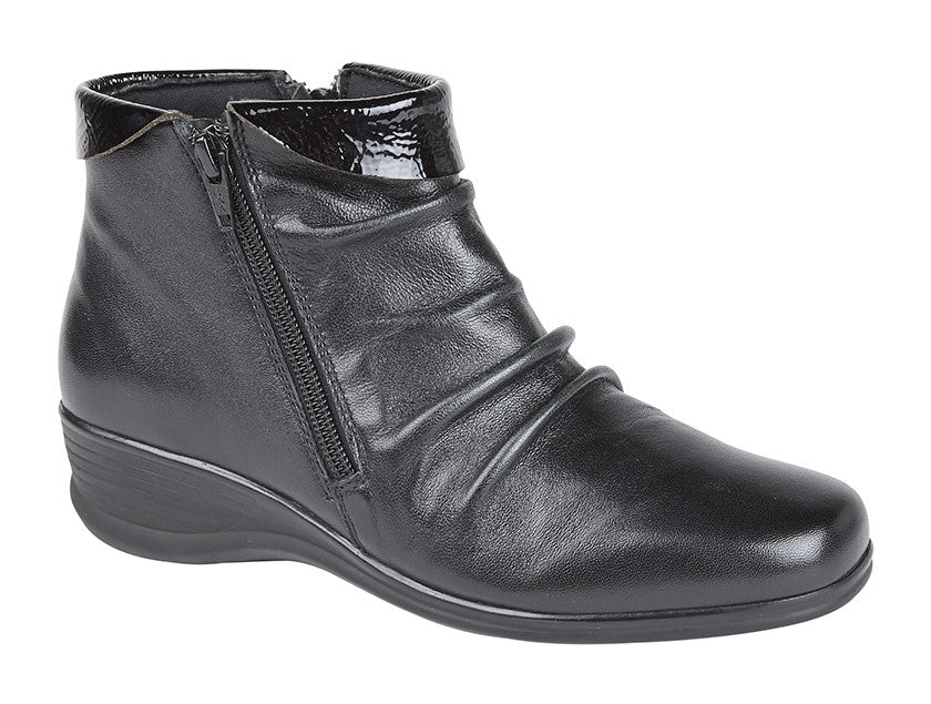 Mod Comfys Ladies Leather Twin Zip Boot L215A Black
