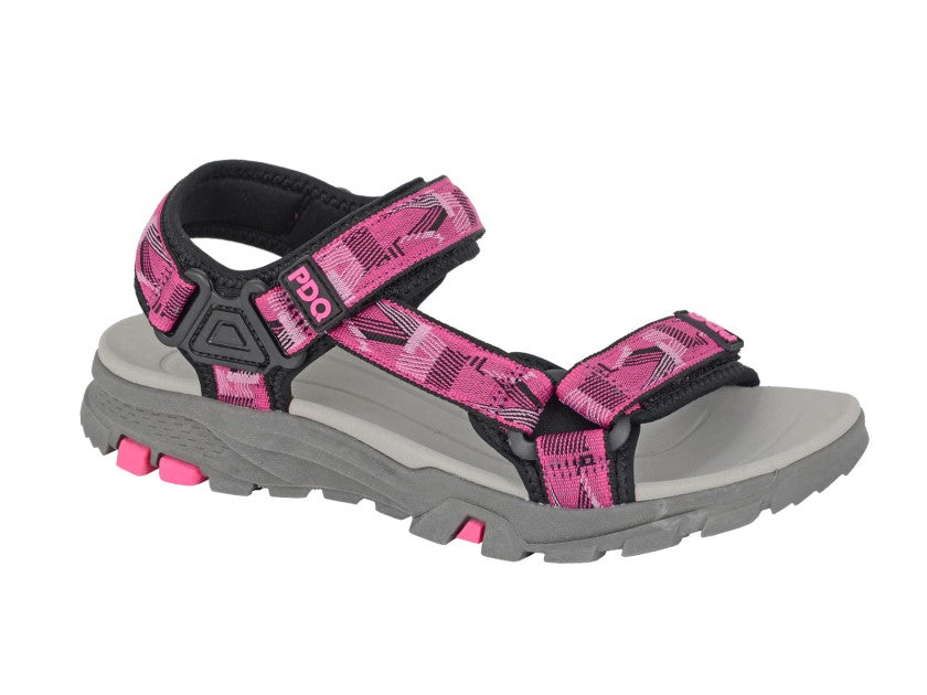 Ladies PDQ Adjustable Walking Sandal L471FM Black/Fuchsia