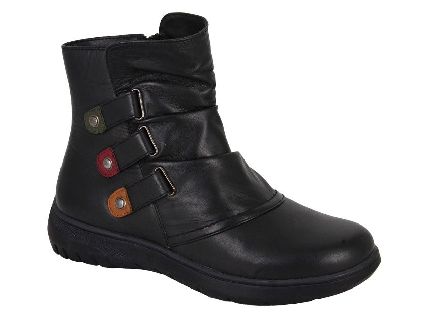 Mod Cumfys Ladies Soft Leather Zip Ankle Boot L557A Black