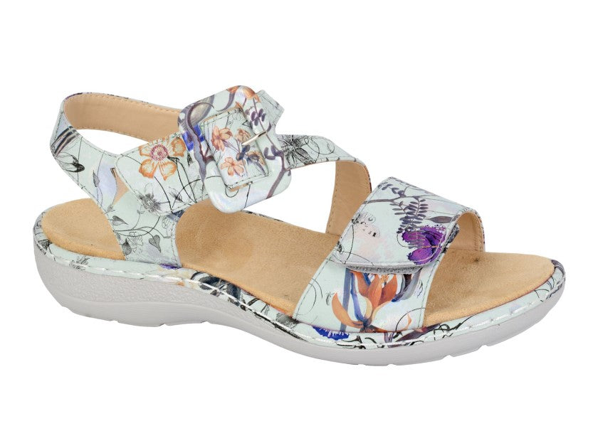 Ladies Cipriata Touch Fasten Sandal L636FS Silver Floral