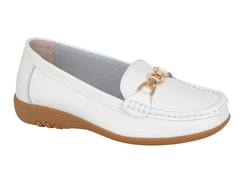 Ladies Boulevard Moccasin L646G White