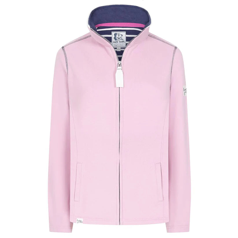 Lazy Jacks Ladies Super Soft Full Zip Plain Sweatshirt Pink LJ33