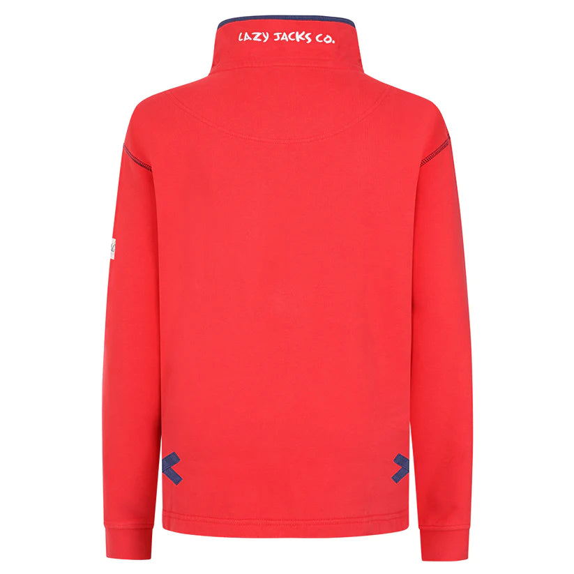 Lazy Jacks Mens Super Soft 1/4 Zip Sweatshirt Red LJ40
