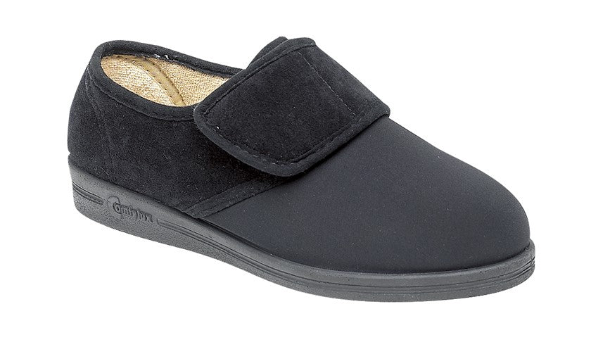Comfylux Stella Ladies Touch Fasten Stretch Slipper Black LS812A