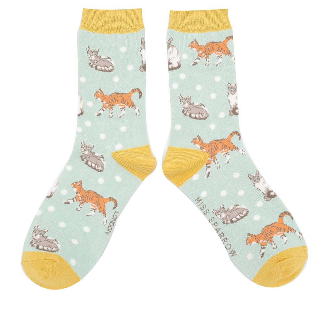 Miss Sparrow Cats & Spots Duck Egg SKS368