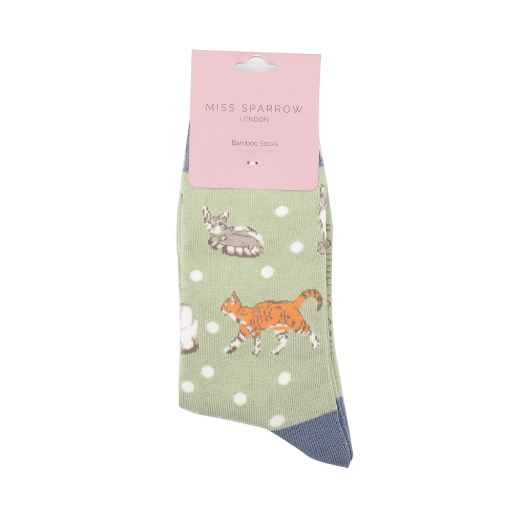 Miss Sparrow Ladies Bamboo Socks - Cats & Spots